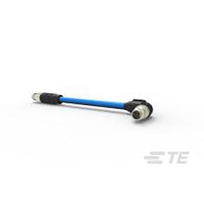 TE Connectivity Straight Male 8 way M12 to Right Angle Male 8 way M12 Sensor Actuator Cable, 5m