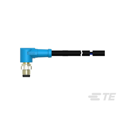 TE Connectivity Right Angle Male 4 way M8 to Unterminated Sensor Actuator Cable, 5m