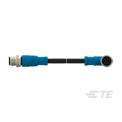 TE Connectivity Right Angle Female; Male 5 way M12 to Straight 5 way M12 Sensor Actuator Cable, 500mm