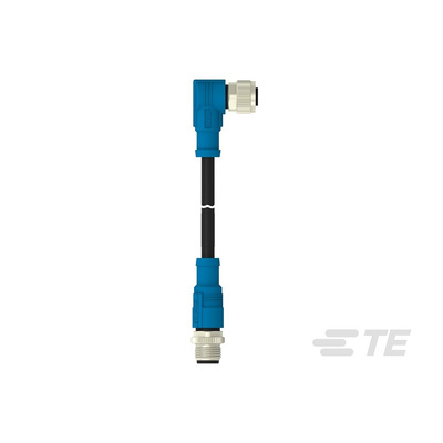 TE Connectivity Right Angle Female; Male 5 way M12 to Straight 5 way M12 Sensor Actuator Cable, 500mm