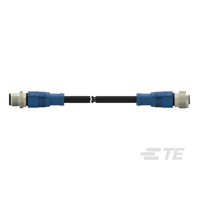 TE Connectivity Straight Female; Male 4 way M12 to Straight 4 way M12 Sensor Actuator Cable, 500mm