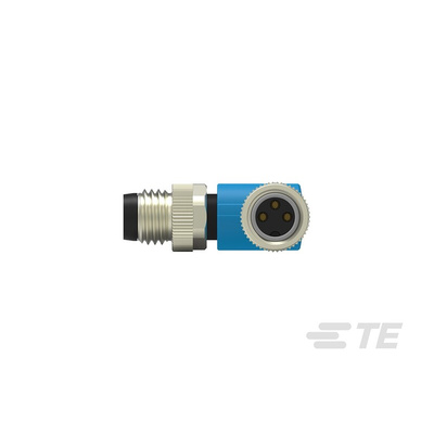TE Connectivity Right Angle Female; Male 3 way M8 to Straight 3 way M8 Sensor Actuator Cable, 500mm