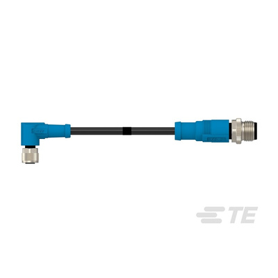 TE Connectivity Right Angle Female 4 way M8 to Straight Male 4 way M12 Sensor Actuator Cable, 500mm