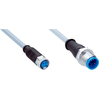 Sick Straight Female 3 way M8 to Straight Male 3 way M12 Sensor Actuator Cable, 2m