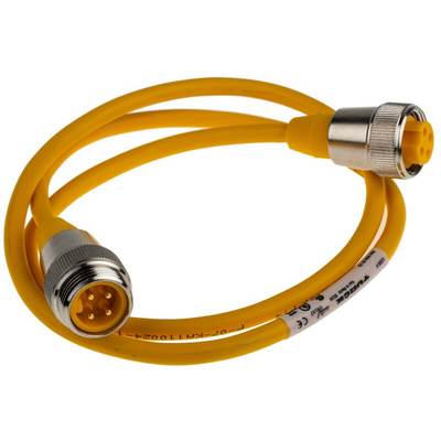 Turck Straight Male 4 way 7/8 in Circular to Straight Female 4 way 7/8 in Circular Sensor Actuator Cable, 1m