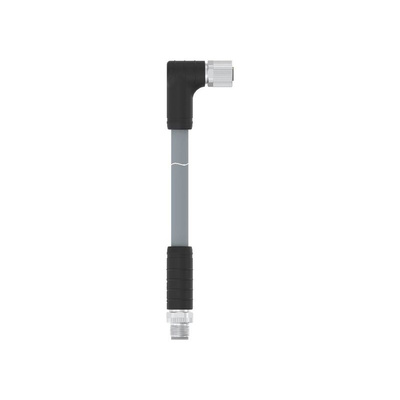 TE Connectivity Right Angle Male 4 way M12 to Straight Female 4 way M12 Sensor Actuator Cable, 2m
