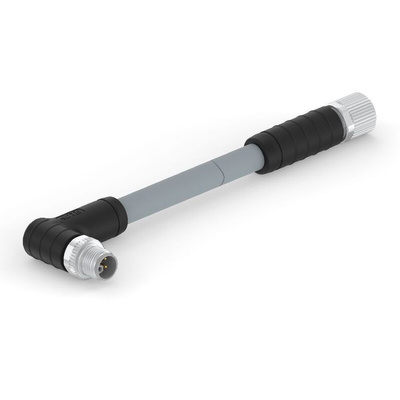 TE Connectivity Right Angle Male 5 way M12 to Straight Female 5 way M12 Sensor Actuator Cable, 5m