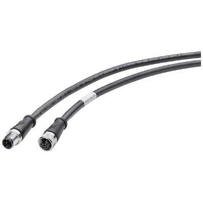 Siemens Straight Male M12 to Straight Female M12 Sensor Actuator Cable, 500mm
