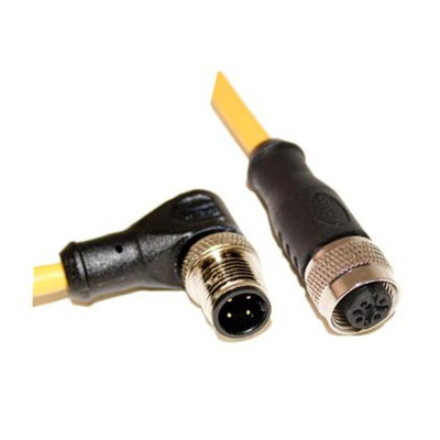Mueller Electric Right Angle Male M12 to Straight Female M12 Sensor Actuator Cable, 10m