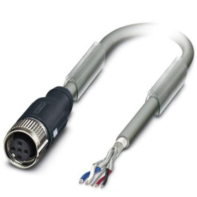 Phoenix Contact Straight Female M12 to Unterminated Bus Cable, 15m
