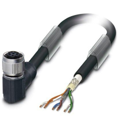 Phoenix Contact Right Angle Female M12 to Bus Cable, 2m