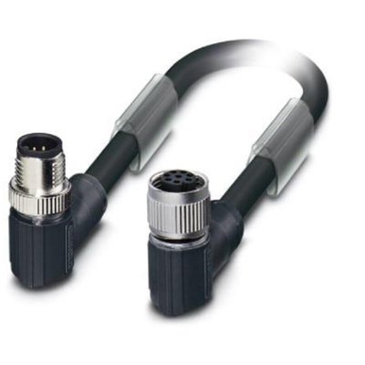 Phoenix Contact Right Angle Male M12 to Female M12 Bus Cable, 2m