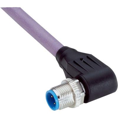Sick Right Angle Male 2 Pin way M12 to Unterminated Connector & Cable, 5m