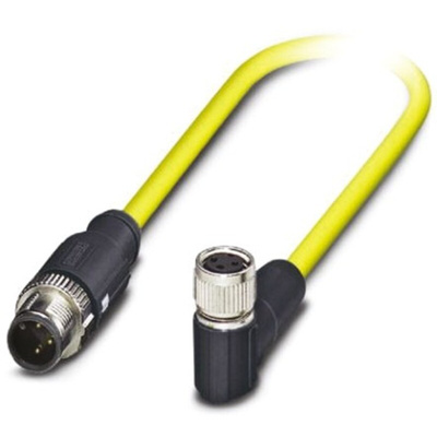 Phoenix Contact Right Angle Female 3 way M8 to Straight Male 3 way M12 Sensor Actuator Cable, 500mm