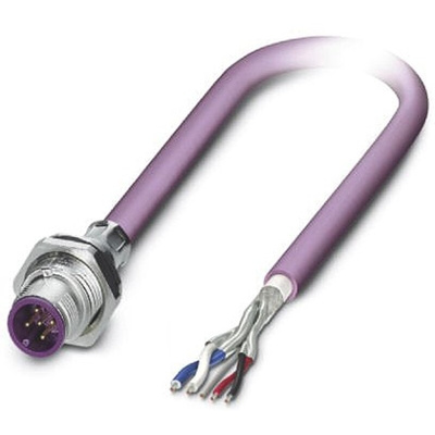 Phoenix Contact Straight Male 5 way M12 to Unterminated Bus Cable, 1m