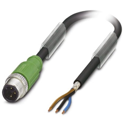 Phoenix Contact Straight Male 3 way M12 to Unterminated Sensor Actuator Cable, 5m