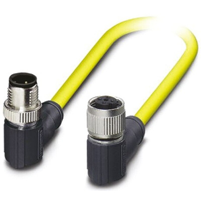 Phoenix Contact Right Angle Female 4 way M12 to Right Angle Male 4 way M12 Sensor Actuator Cable, 1.5m