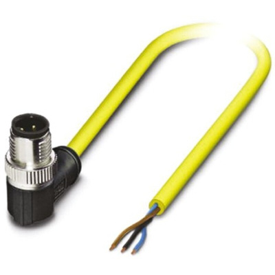 Phoenix Contact Right Angle Male 3 way M12 to Unterminated Sensor Actuator Cable, 2m