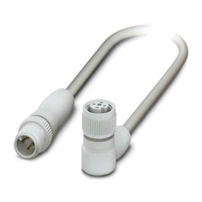 Phoenix Contact Straight Male 4 way M12 to Right Angle Female 4 way M12 Sensor Actuator Cable, 300mm