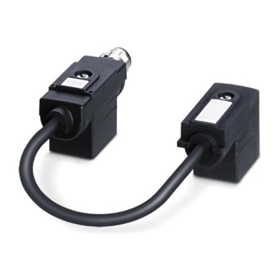 Phoenix Contact Straight Female 4 way DIN 43650 Form B x 2 to Right Angle Male M12 Sensor Actuator Cable, 200mm