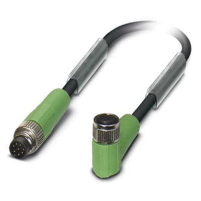 Phoenix Contact Straight Male 8 way M8 to Right Angle Female 8 way M8 Sensor Actuator Cable, 1.5m