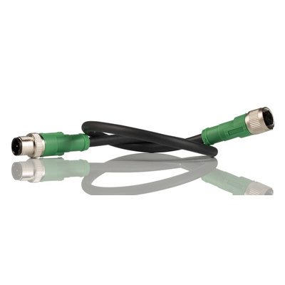 Phoenix Contact Male 4 way M12 to Female 4 way M12 Sensor Actuator Cable, 300mm