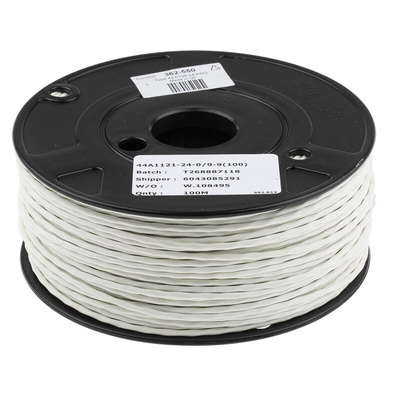 TE Connectivity Twisted Pair Data Cable, 1 Pairs, 0.25 mm², 2 Cores, 24 AWG, Screened, 100m, White Sheath