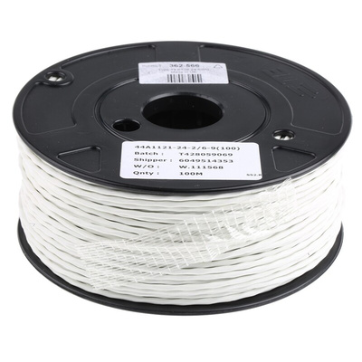 TE Connectivity Twisted Pair Data Cable, 1 Pairs, 0.25 mm², 2 Cores, 24 AWG, Screened, 100m, White Sheath