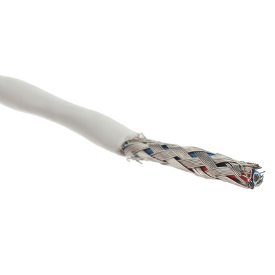 TE Connectivity Twisted Pair Data Cable, 1 Pairs, 0.25 mm², 2 Cores, 24 AWG, Screened, 100m, White Sheath