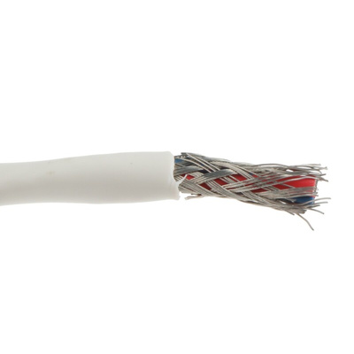 TE Connectivity Twisted Pair Data Cable, 1 Pairs, 0.38 mm², 2 Cores, 22 AWG, Screened, 100m, White Sheath