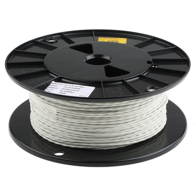 TE Connectivity Twisted Pair Data Cable, 1 Pairs, 0.38 mm², 2 Cores, 22 AWG, Screened, 100m, White Sheath
