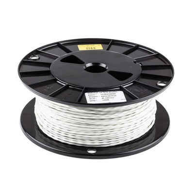 TE Connectivity Twisted Pair Data Cable, 1 Pairs, 0.6 mm², 2 Cores, 20 AWG, Screened, 100m, White Sheath