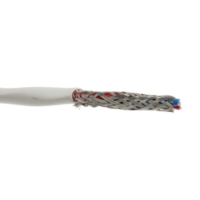 TE Connectivity Twisted Pair Data Cable, 1 Pairs, 0.6 mm², 2 Cores, 20 AWG, Screened, 100m, White Sheath