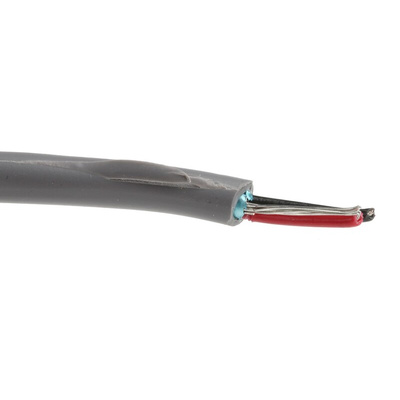 Alpha Wire Twisted Pair Data Cable, 1 Pairs, 0.23 mm², 2 Cores, 24 AWG, Screened, 100m, Grey Sheath