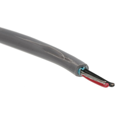 Alpha Wire Twisted Pair Data Cable, 1 Pairs, 0.23 mm², 2 Cores, 24 AWG, Screened, 100m, Grey Sheath