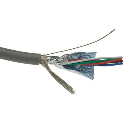 Alpha Wire Multicore Industrial Cable, 0.2 mm², 7 Cores, 24 AWG, Screened, 30m, Grey Sheath