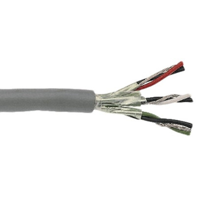 Alpha Wire Twisted Pair Data Cable, 3 Pairs, 0.23 mm², 6 Cores, 24 AWG, Screened, 30m, Grey Sheath