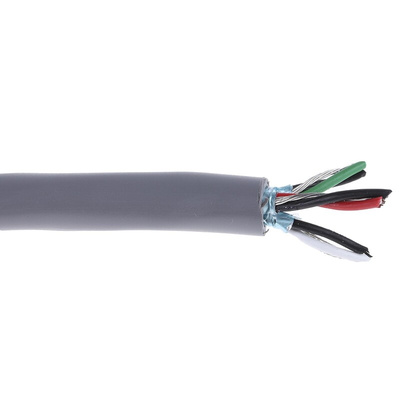 Alpha Wire Twisted Pair Data Cable, 3 Pairs, 0.35 mm², 6 Cores, 22 AWG, Screened, 30m, Grey Sheath