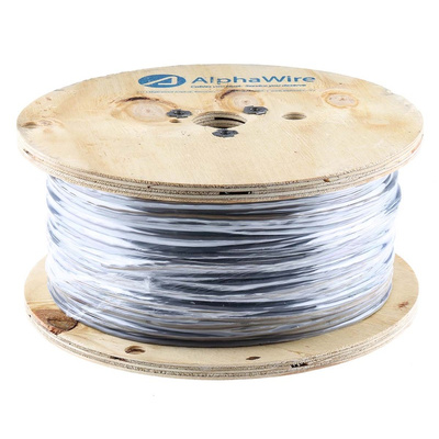 Alpha Wire Twisted Pair Data Cable, 1 Pairs, 0.23 mm², 2 Cores, 24 AWG, Screened, 304m, Grey Sheath