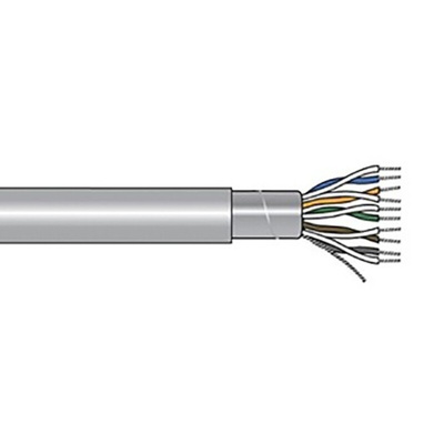 Alpha Wire Twisted Pair Data Cable, 6 Pairs, 0.23 mm², 12 Cores, 24 AWG, Screened, 304m, Grey Sheath