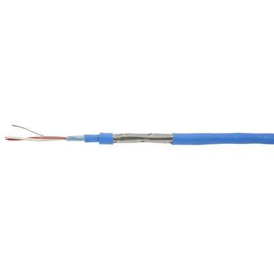 RS PRO Twin Twisted Data Cable, 1 Pairs, 0.88 mm², 2 Cores, Screened, 100m, Blue Sheath