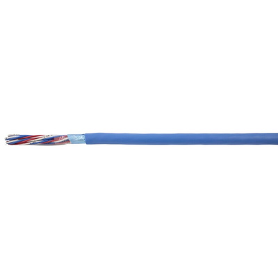 RS PRO Twin Twisted Data Cable, 1 Pairs, 0.88 mm², 2 Cores, Screened, 100m, Blue Sheath