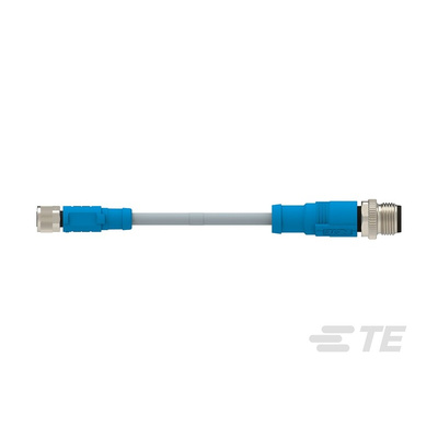 TE Connectivity Straight Female 3 way M8 to Straight Male 3 way M12 Sensor Actuator Cable, 1m