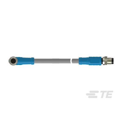 TE Connectivity Right Angle Female; Male 4 way M8 to Straight 4 way M8 Sensor Actuator Cable, 500mm