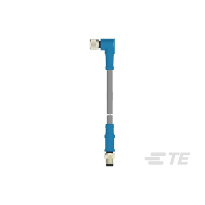 TE Connectivity Right Angle Female; Male 4 way M8 to Straight 4 way M8 Sensor Actuator Cable, 500mm