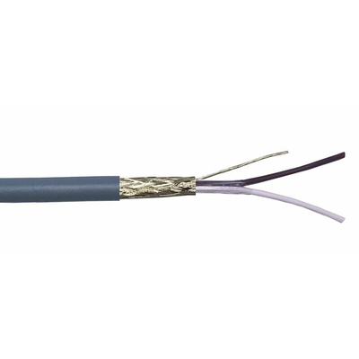 RS PRO Data Cable, 0.25 mm², 2 Cores, 23 AWG, Screened, 100m, Grey Sheath
