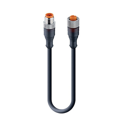 Lumberg Automation Straight Male 4 way M12 to Straight Female 4 way M12 Sensor Actuator Cable, 300mm