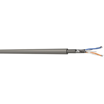 RS PRO Twisted Pair Data Cable, 2 Pairs, 0.22 mm², 4 Cores, 24 AWG, Screened, 100m, Grey Sheath