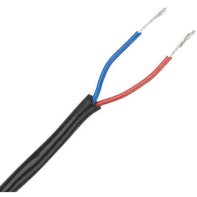 RS PRO Twisted Pair Data Cable, 0.22 mm², 2 Cores, 24 AWG, Unscreened, 25m, Black Sheath