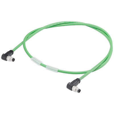 Siemens Male 4 way M8 to Male 4 way M8 Bus Cable, 10m